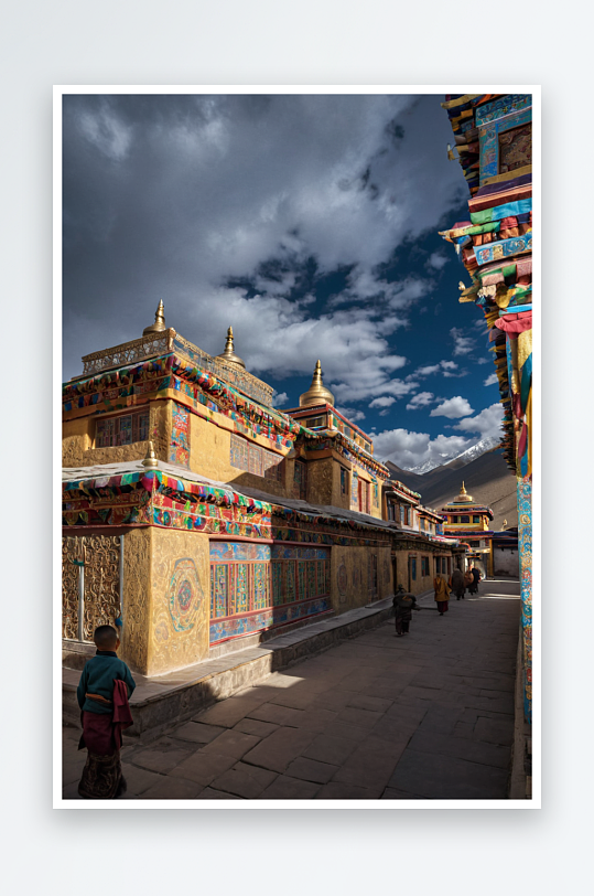 藏族藏式建筑整体及局部特写