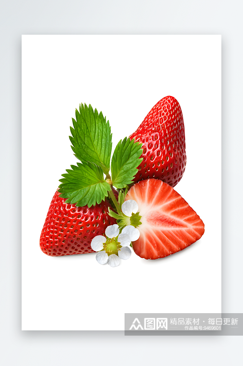 图尔达白色背景上分离草莓枝素材