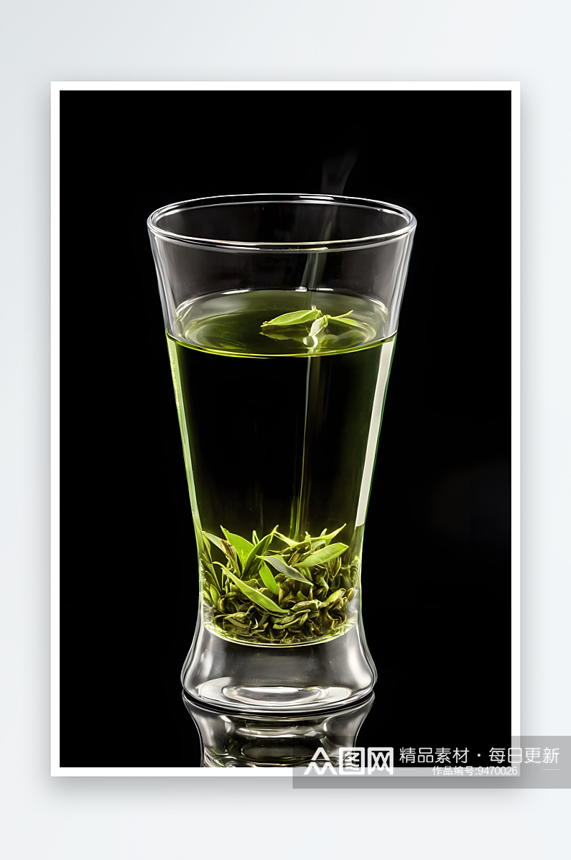 玻璃器皿茶杯绿茶素材