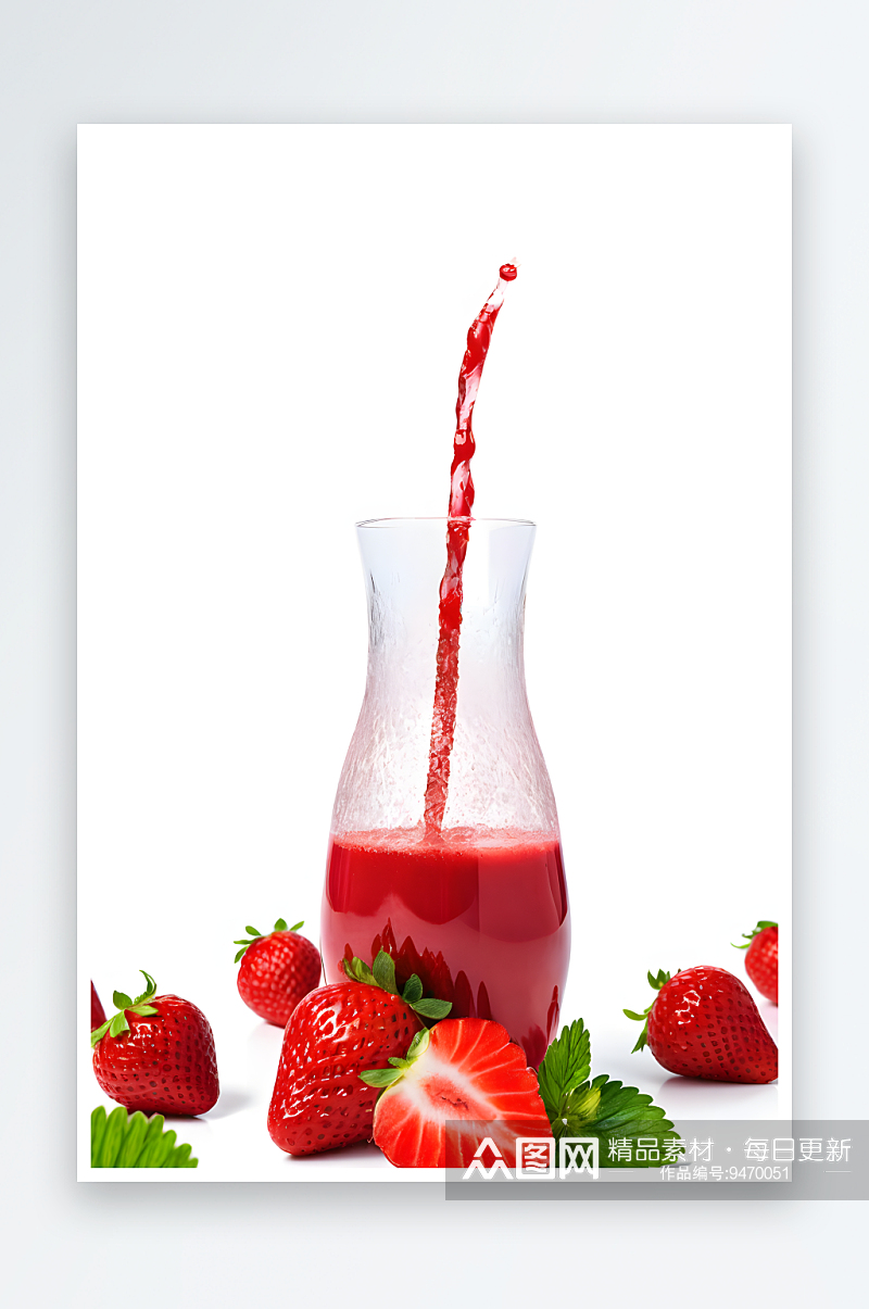 白色背景上新鲜草莓汁素材