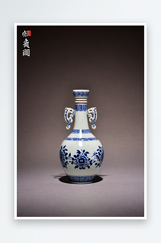 徐州博物馆明代白釉印花环耳瓶图片