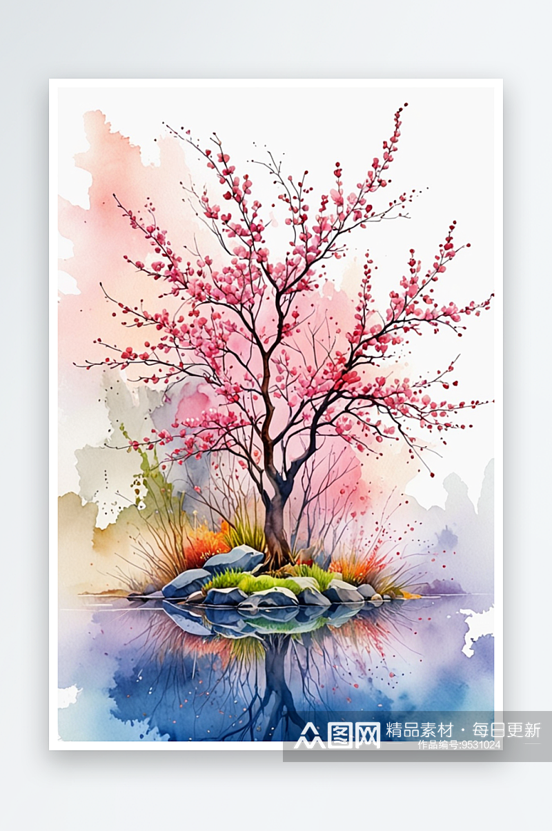 数码水彩自然春天风景抽象艺术设计抽象图形素材