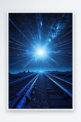 数码蓝色夜空星轨抽象图形海报背景图片