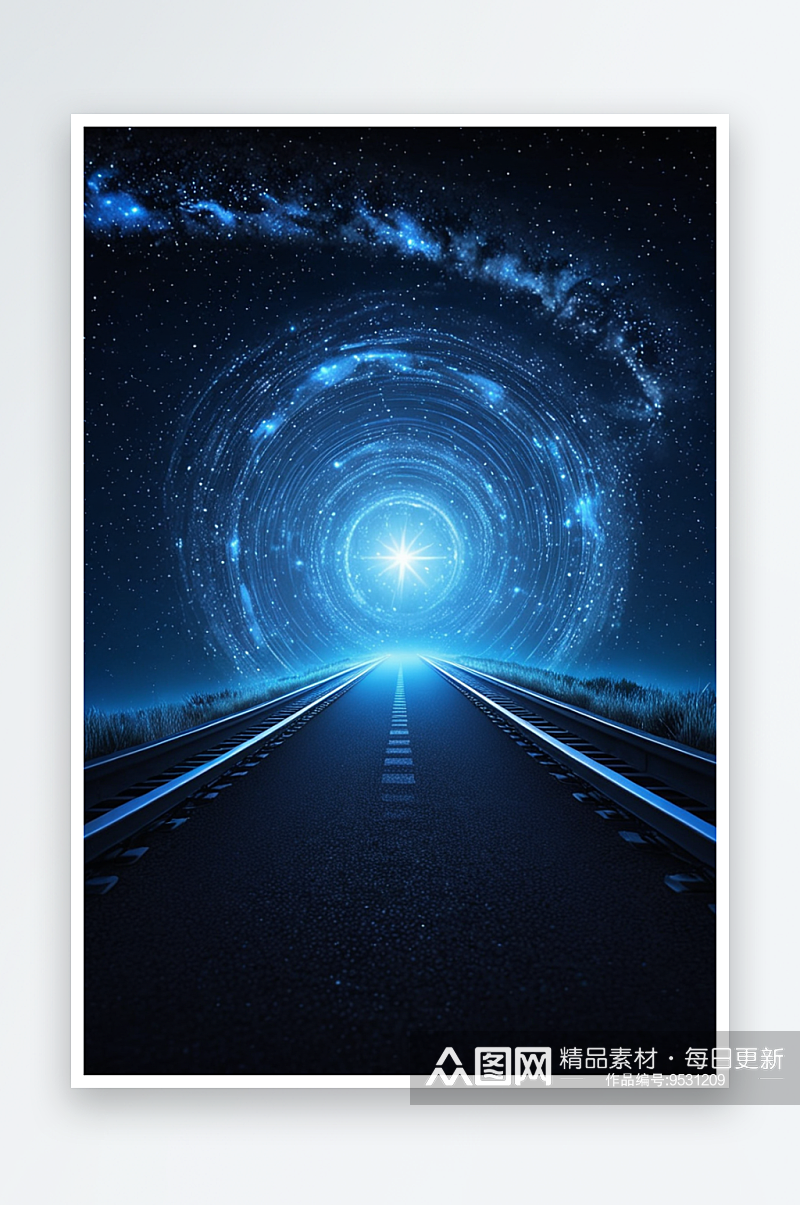 数码蓝色夜空星轨抽象图形海报背景图片素材