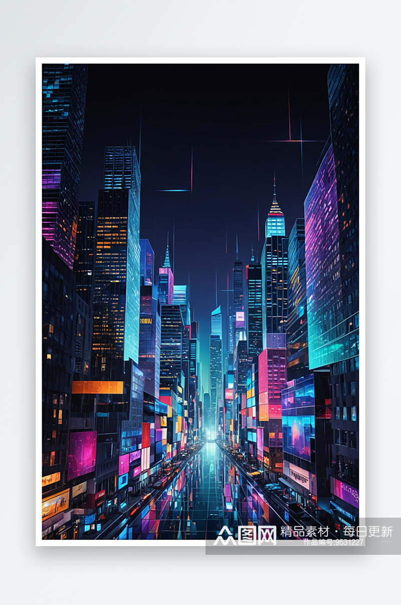 数码彩色方块城抽象图形海报背景图片素材