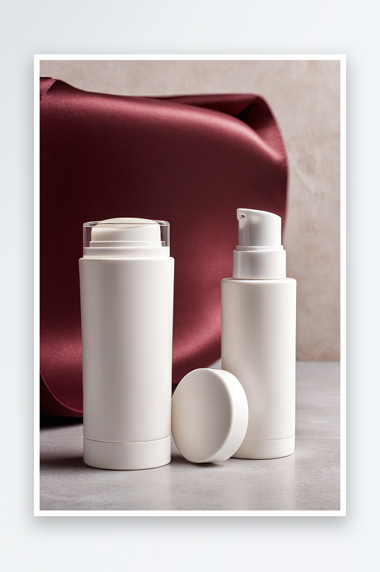 白色塑料瓶装有化妆品分配器瓶子护肤美容理