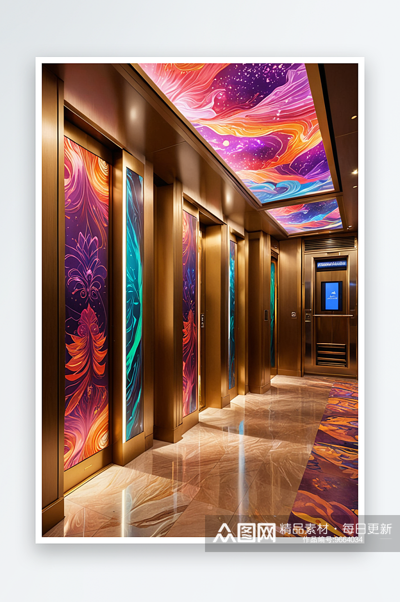 豪华酒店电梯厅图片素材