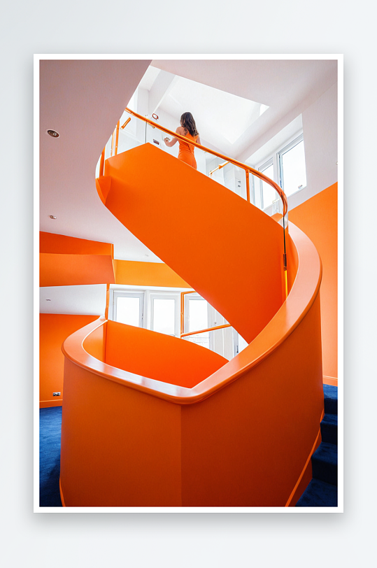 橙色楼梯元素图片