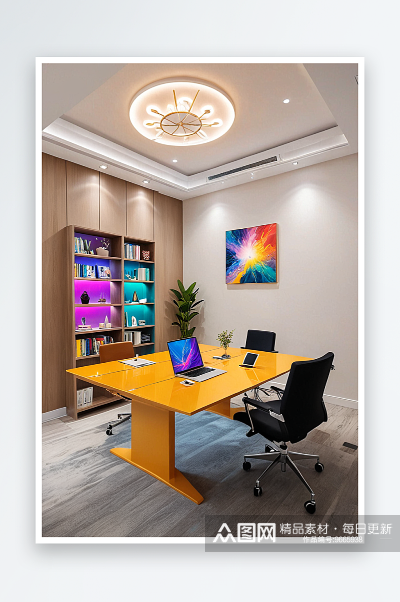 书房室内办公企业公司无人现代高雅简单建筑素材