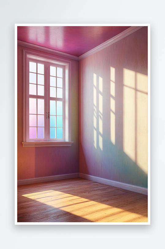 室内空房间与窗户光影渲染