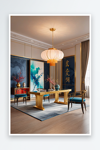 新中式风格雅致极简主义轻奢明式家具书房