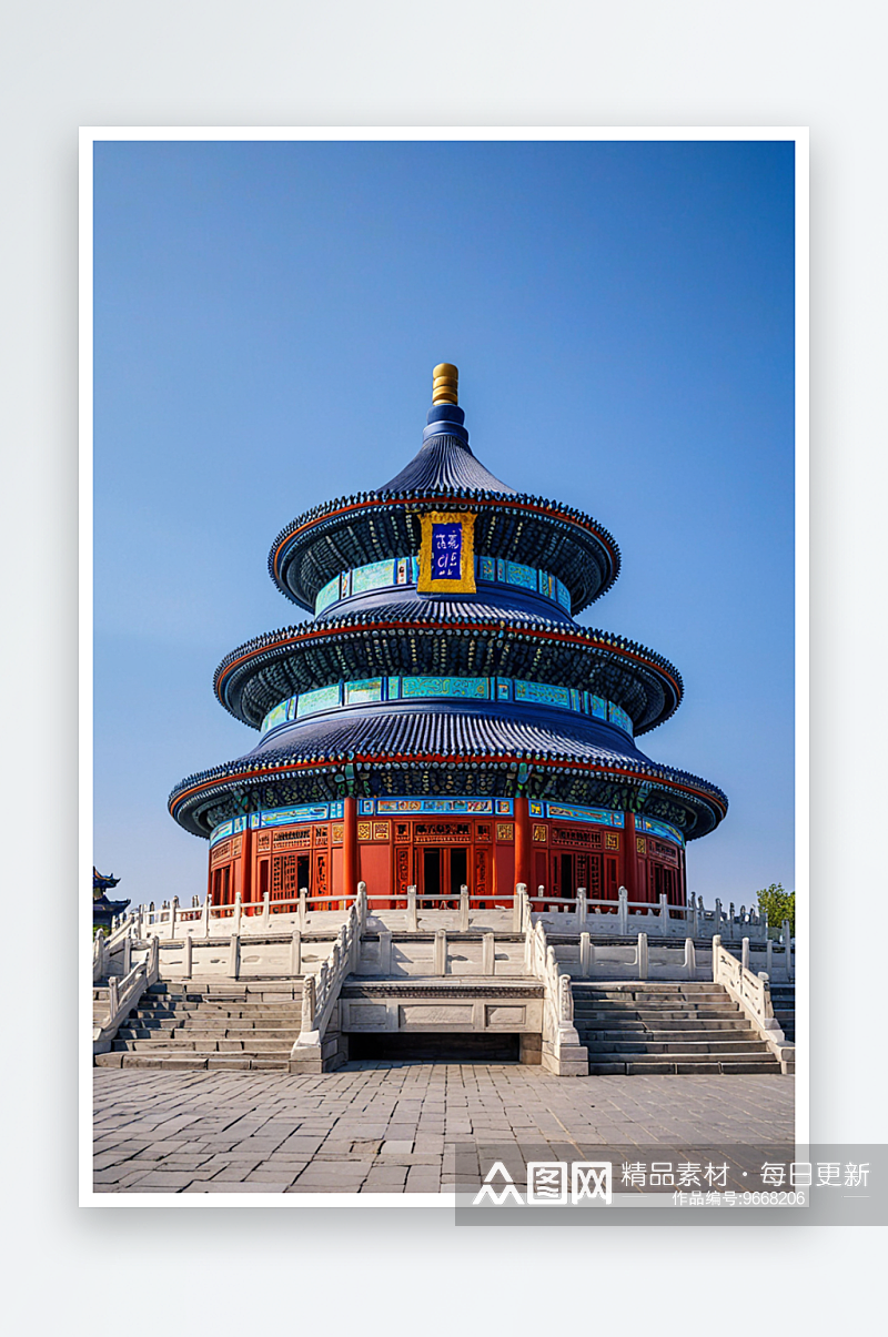 北京天坛公园祈年殿古建筑景区城市风光素材