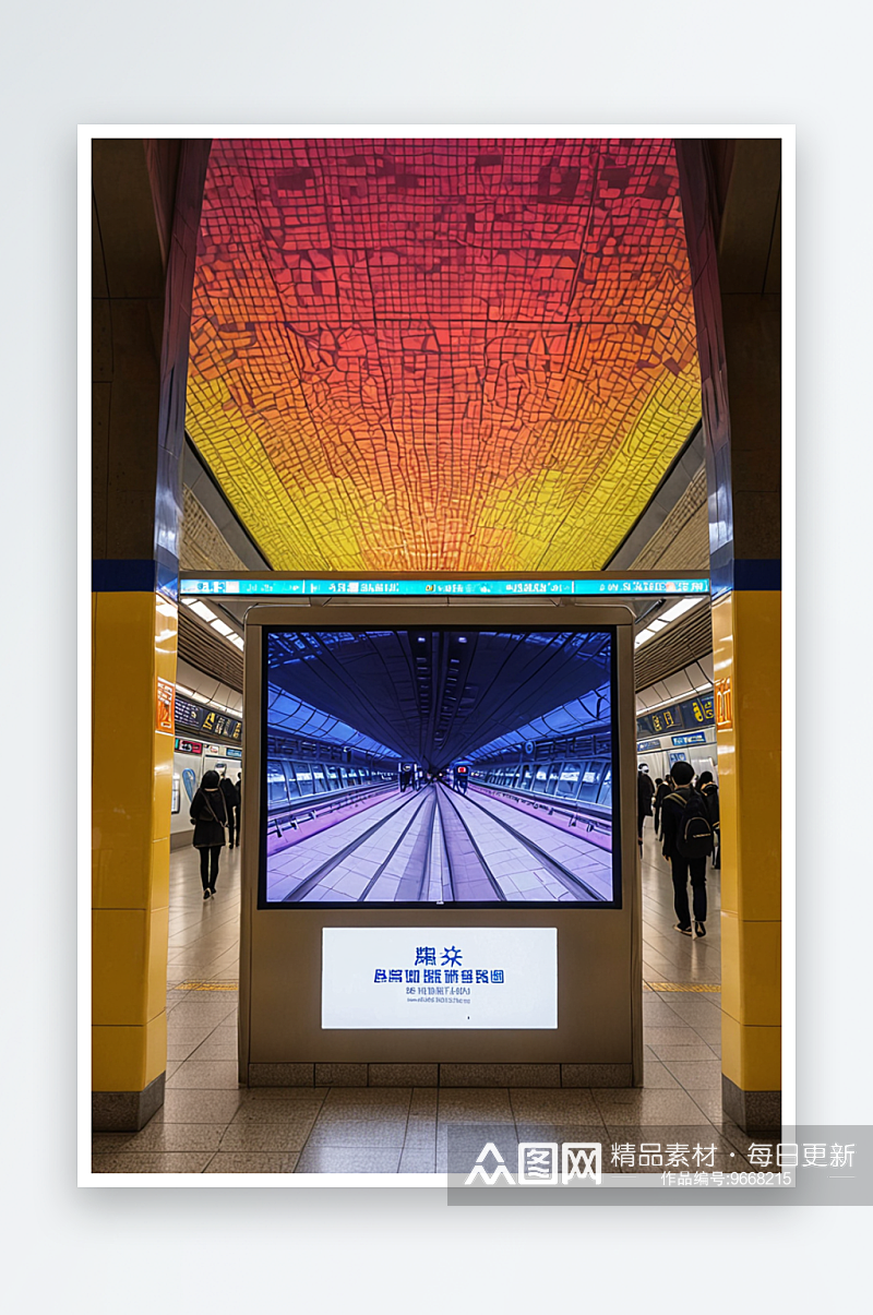 北京地铁站换乘通道空白广告屏素材