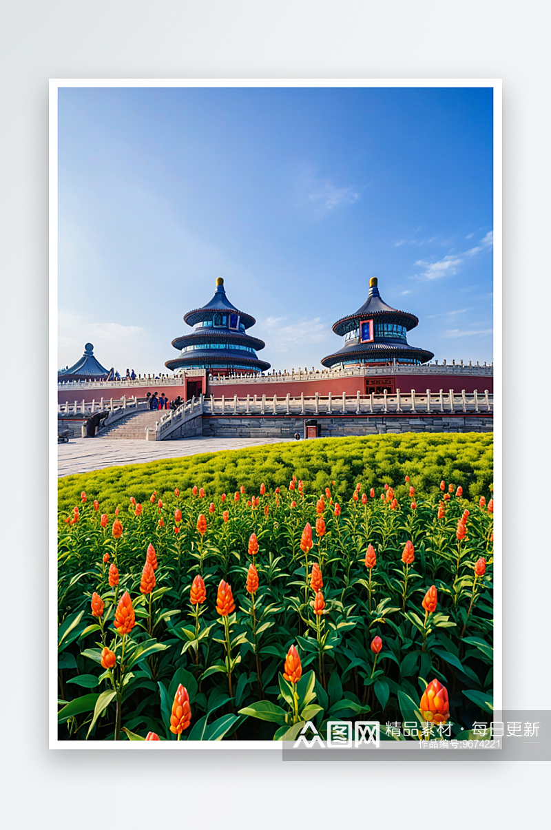 北京天坛公园景区祈年殿古建筑旅游风光素材
