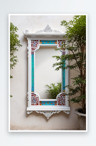 中式庭院白墙空镜中元素背景