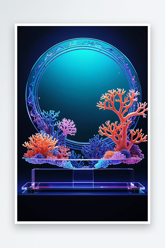 海底珊瑚风格现代抽象几何电商物品展示台