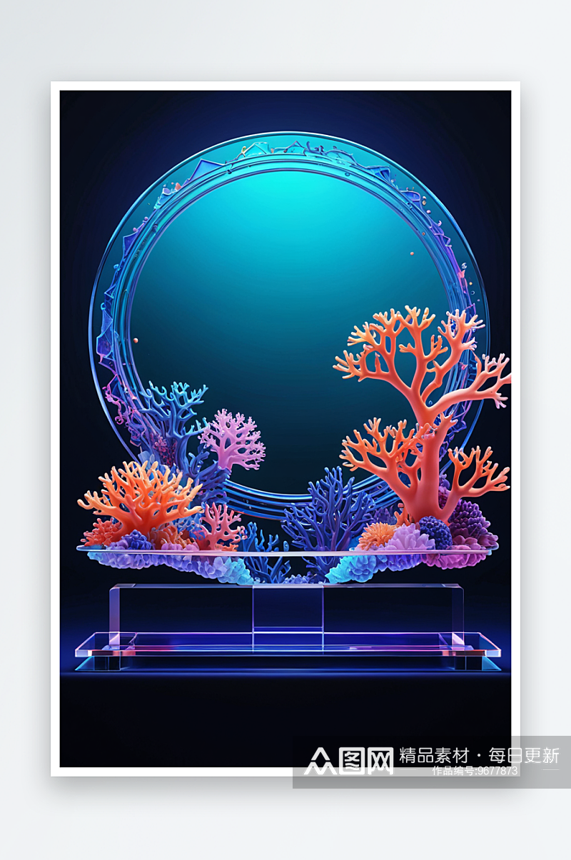 海底珊瑚风格现代抽象几何电商物品展示台素材