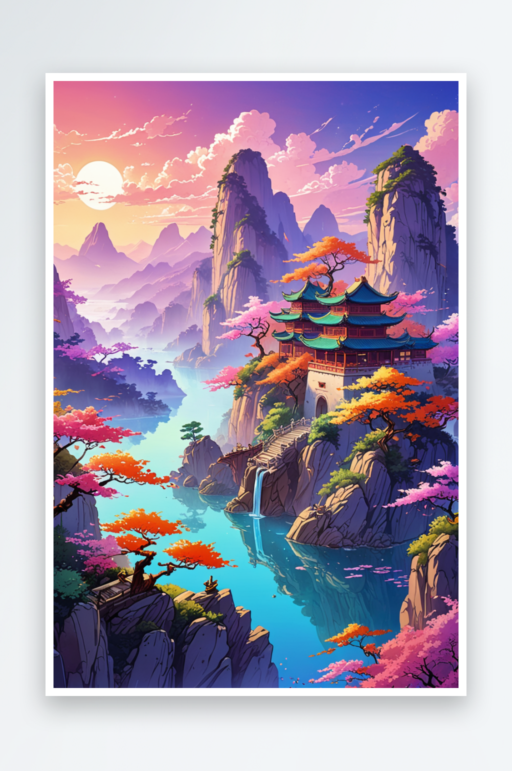周日历漫风景插画素材