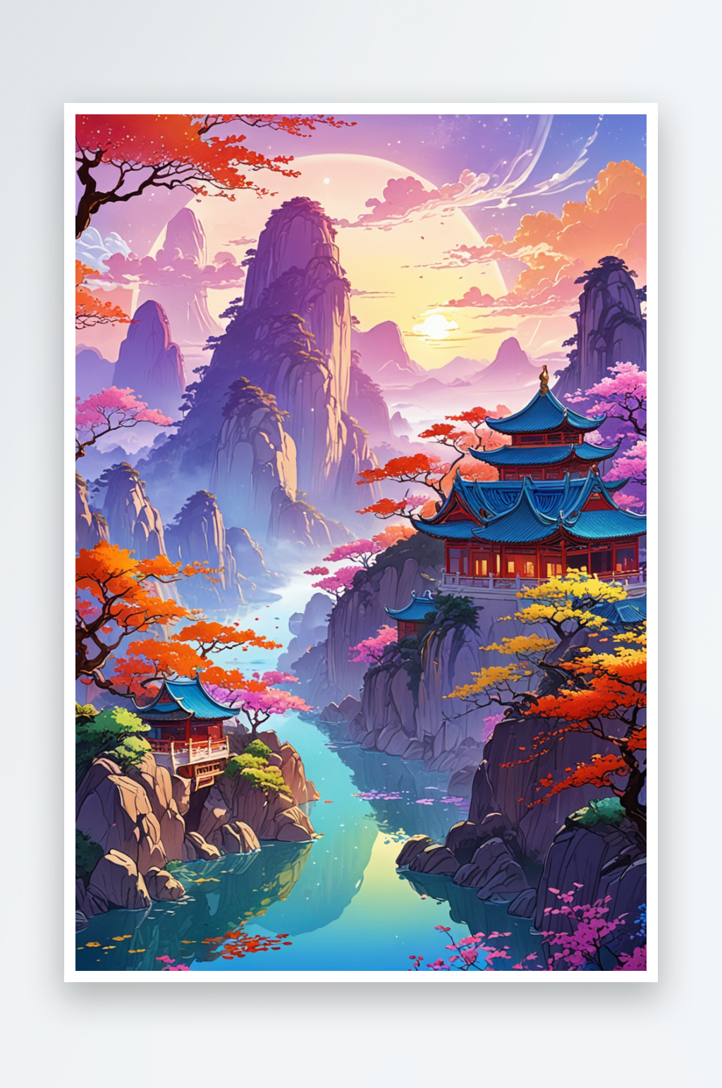 周日历漫风景插画素材