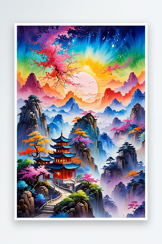 中式山水风景画图片