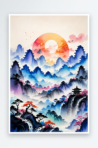 中传统水墨山水画