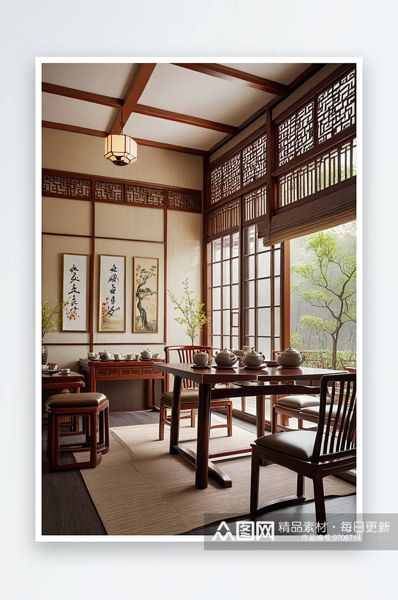 现代新中式风格茶室素材