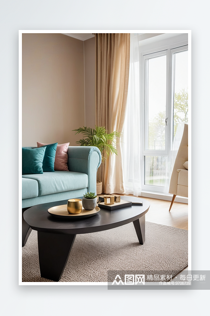 现代客厅沙发窗户会客室宽敞明亮样板间室内素材
