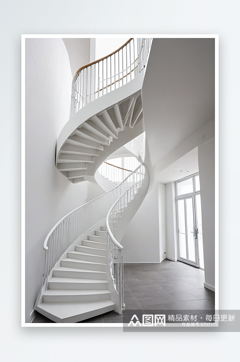 现代白色旋转楼梯素材