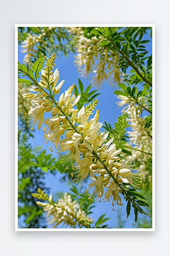 夏天槐树槐花清新野菜