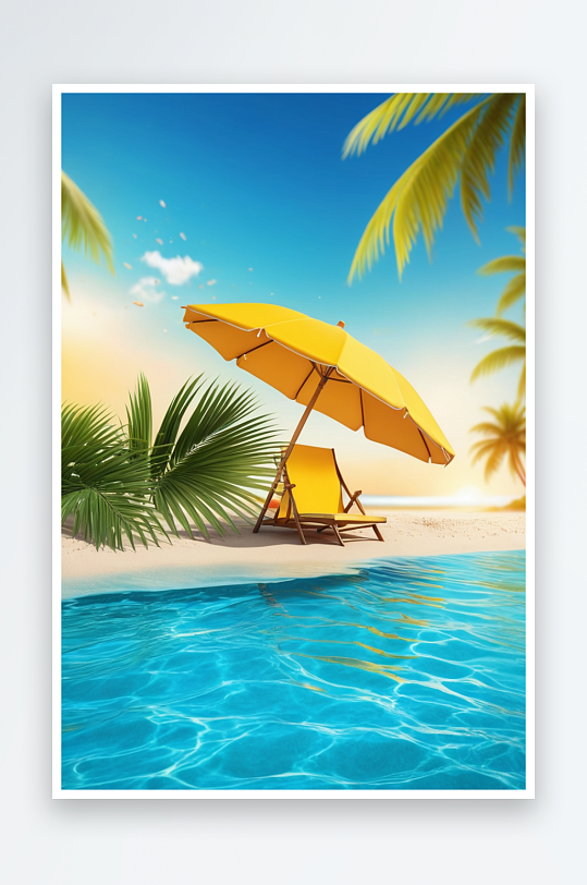 夏日海滩产品效果图背景图海报模板设计素材