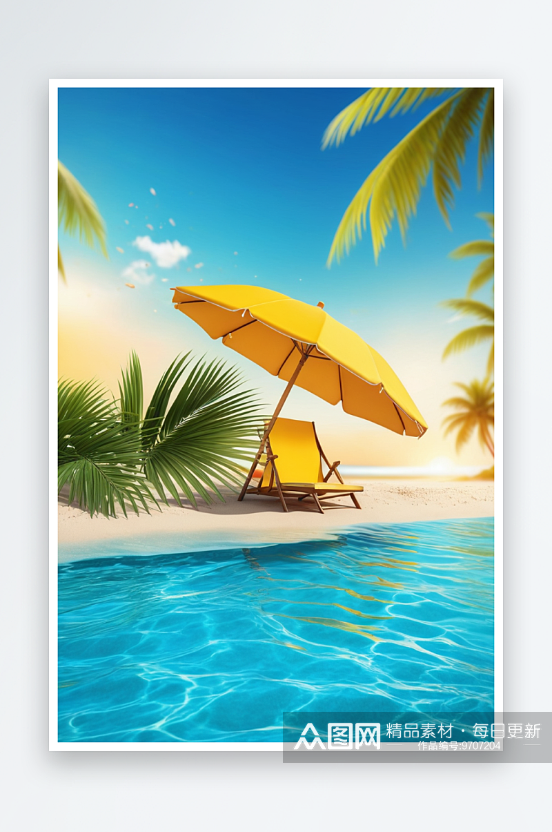 夏日海滩产品效果图背景图海报模板设计素材素材