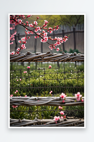 网栅栏桃花景观设计中文化