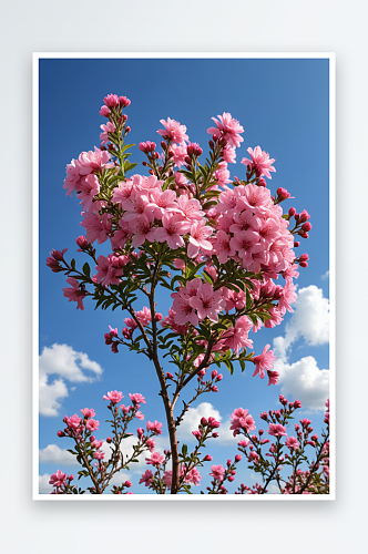 天空中粉红色开花植物的特写镜头