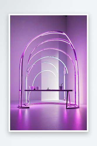 霓虹色拱门产品展台背景