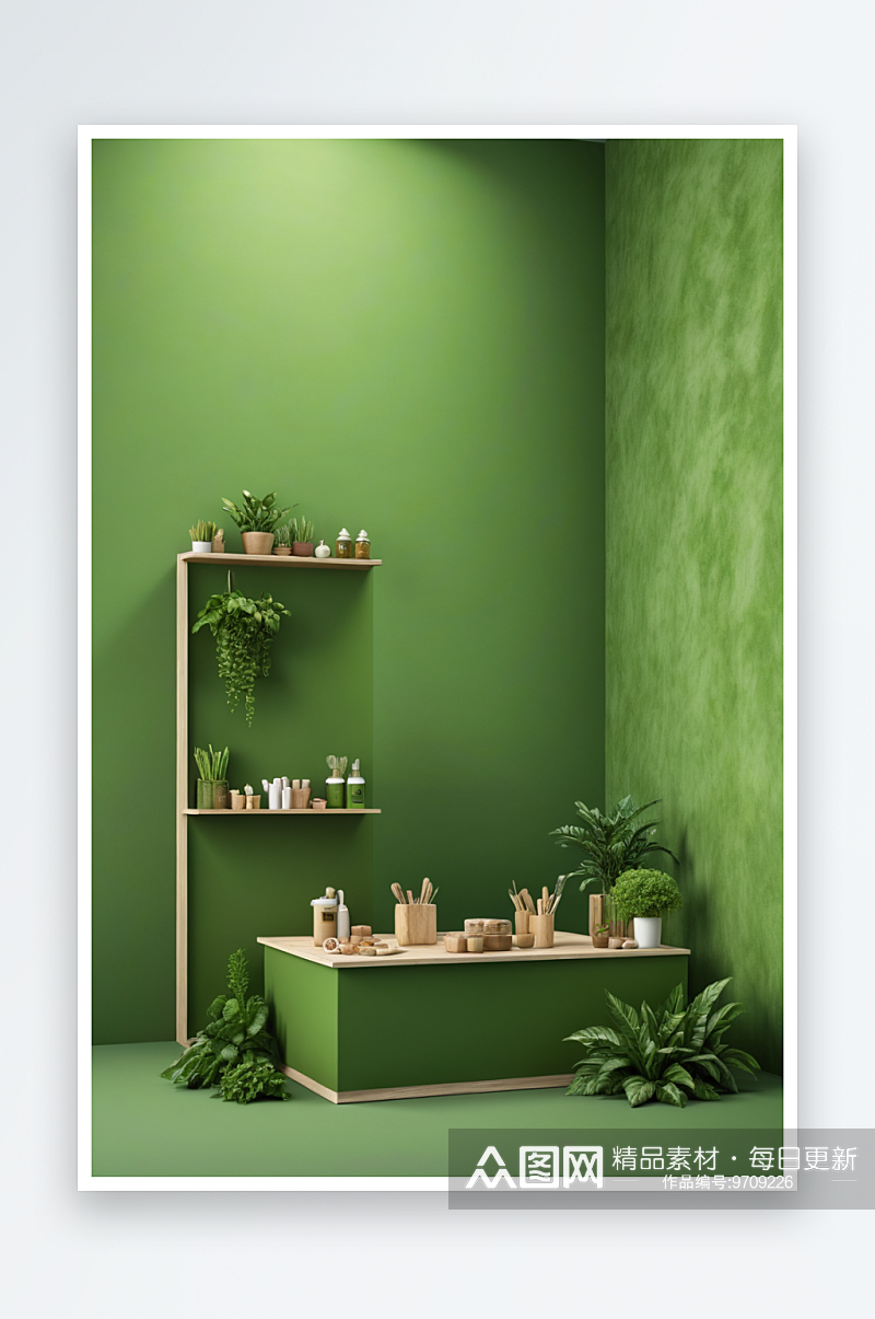 绿色产品展台三维图形背景素材