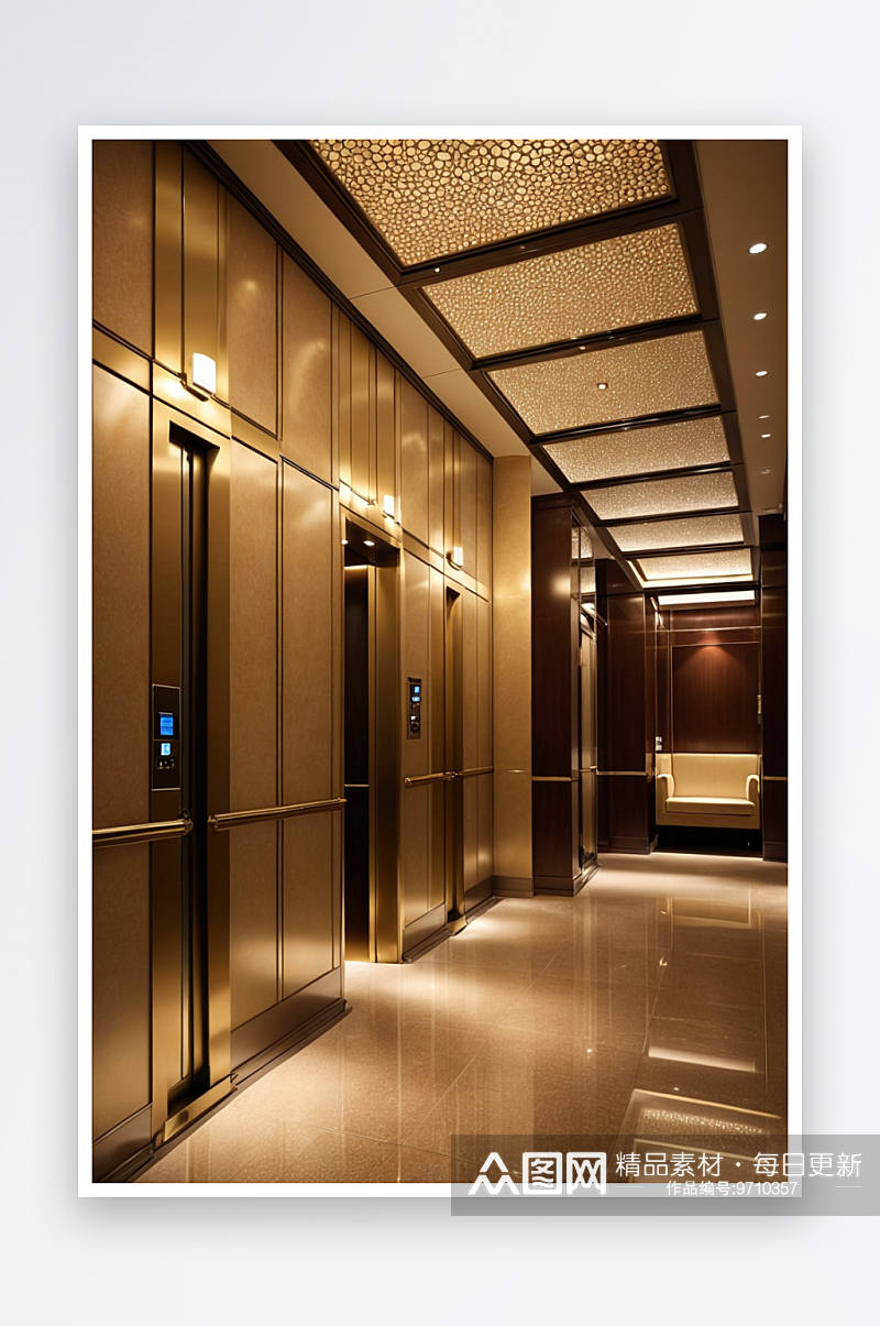 豪华酒店电梯厅图片素材