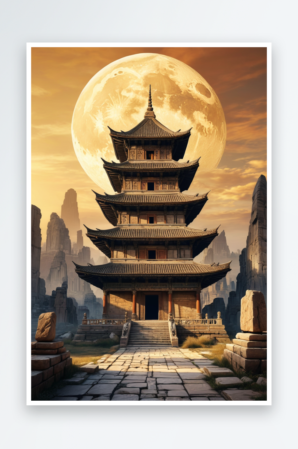 古代建筑插画图片素材