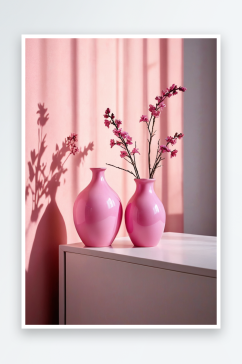 粉色系花瓶艺术图片