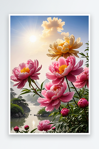 二十四节气洛阳应天门牡丹花开富贵海报设计