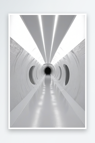白色科技感隧道渲染