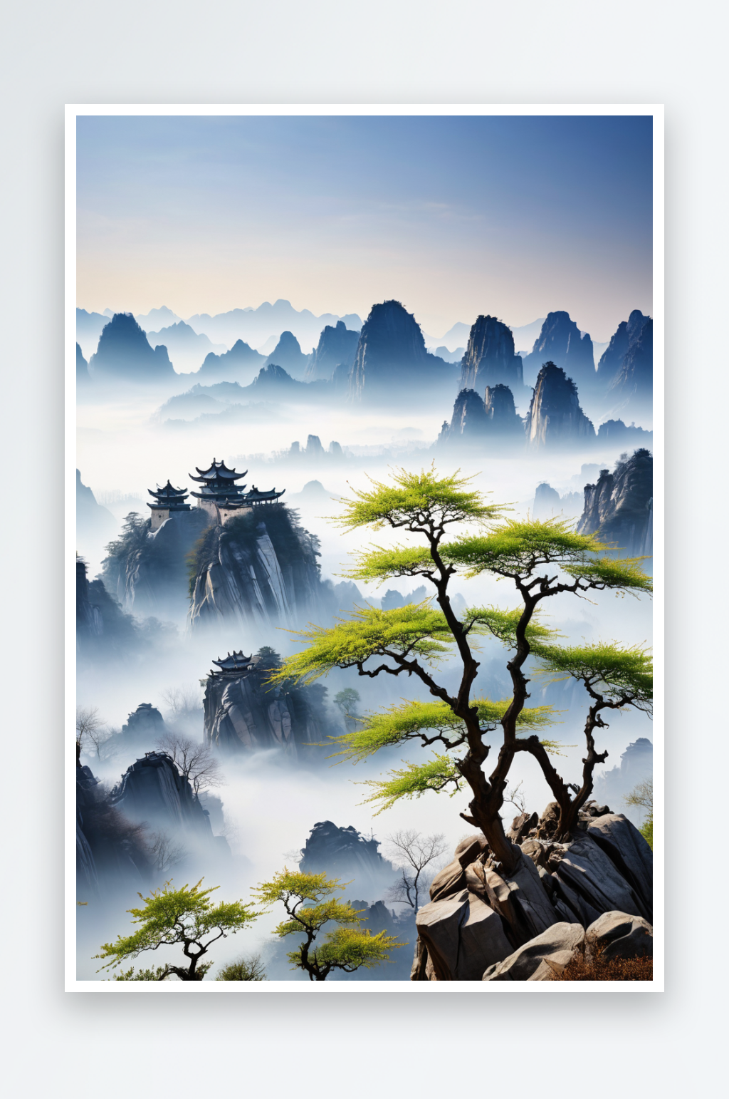 中风山水元素图片素材