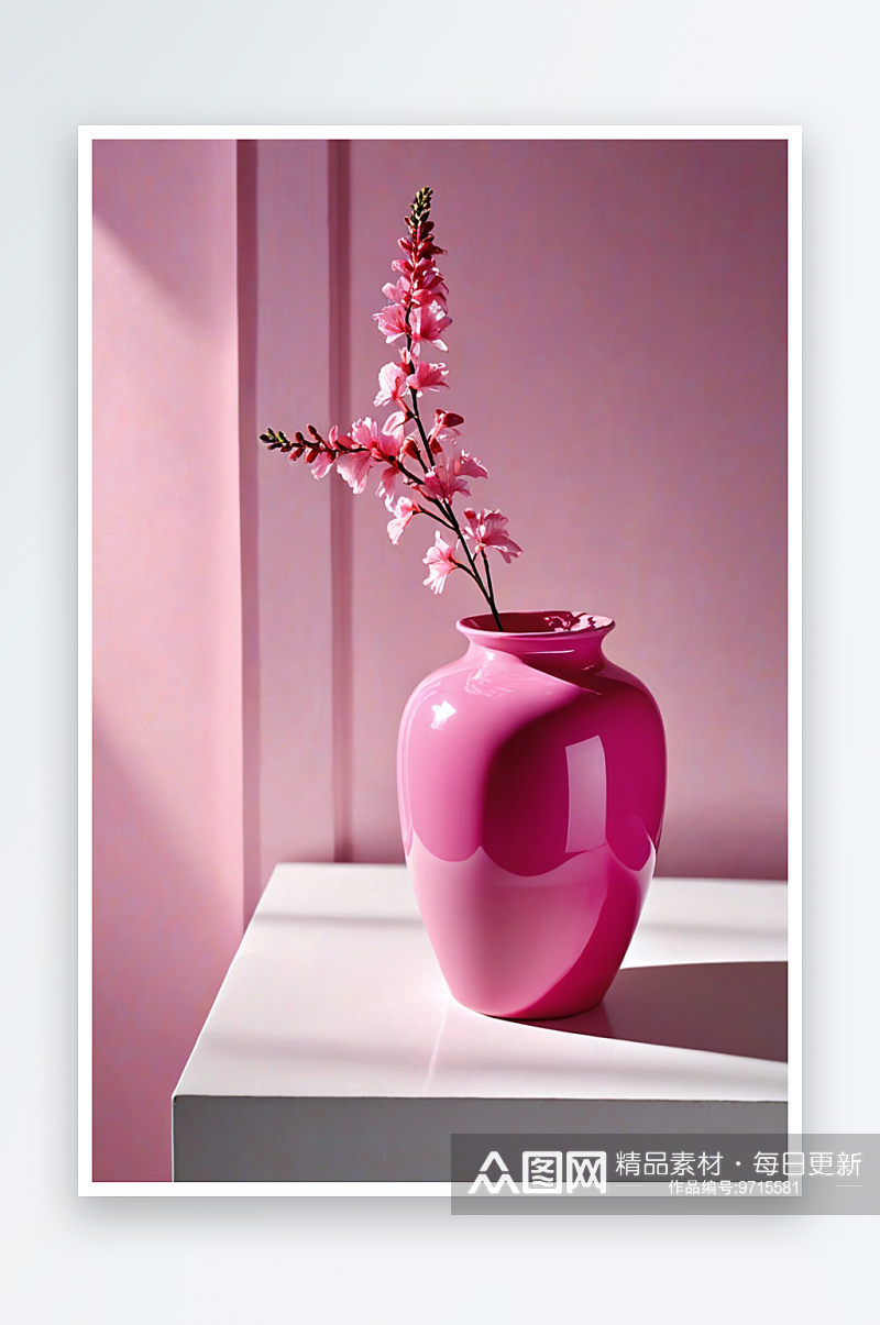 粉色系花瓶特写图片素材