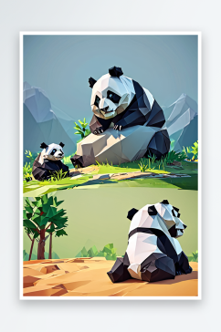 熊猫插画特写图片