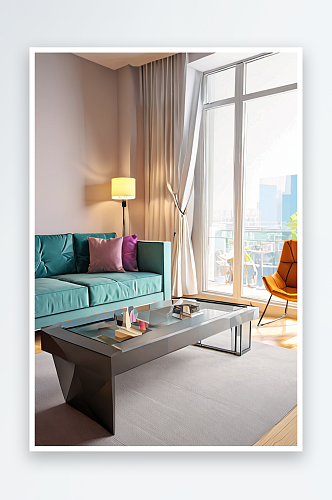 现代客厅沙发窗户会客室宽敞明亮样板间室内