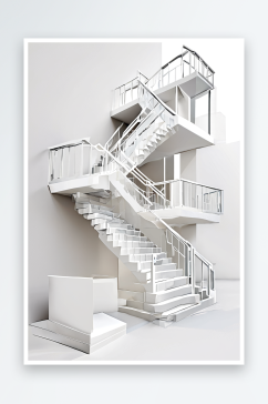 现代建筑白色楼梯