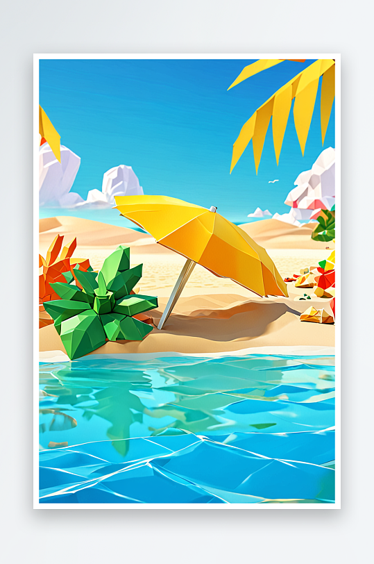 夏日海滩产品效果图背景图海报模板设计素材