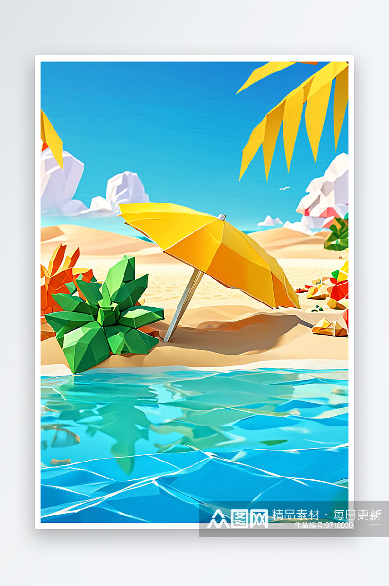 夏日海滩产品效果图背景图海报模板设计素材素材