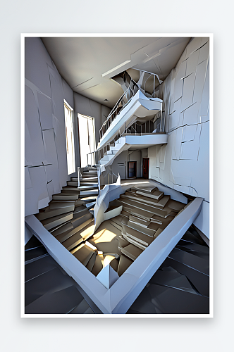 室内空间三角形旋转楼梯室内设计建筑艺术