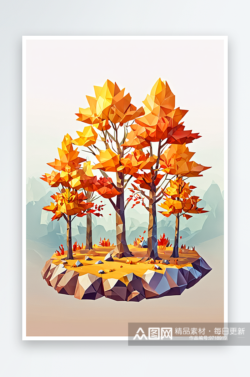 秋天的风景水彩插画素材