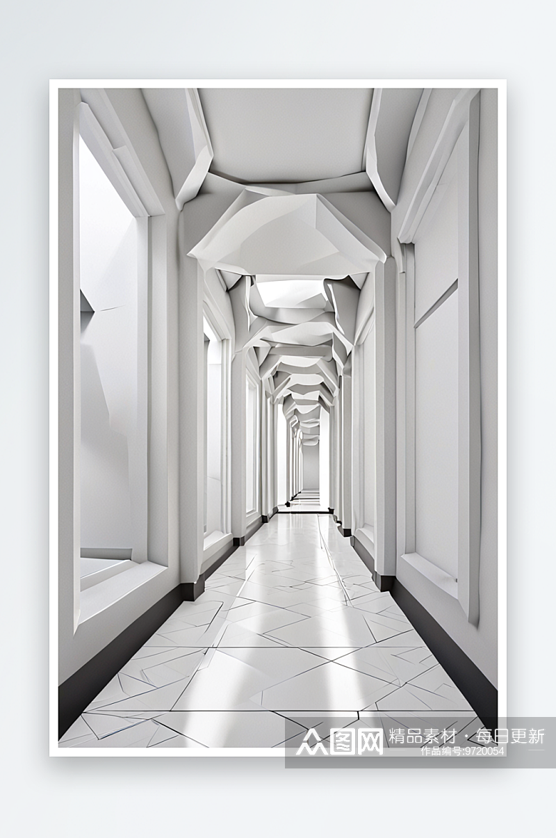 广州市艺术博物馆纯白走廊素材